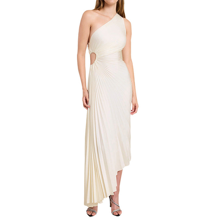 Sylviana - One-Shoulder Pleated Midi Dress