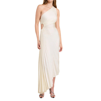 Sylviana - One-Shoulder Pleated Midi Dress