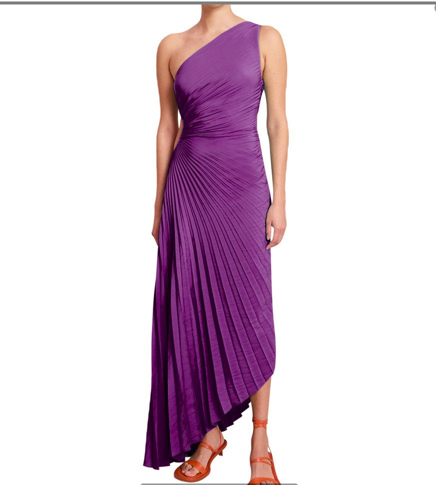 Sylviana - One-Shoulder Pleated Midi Dress