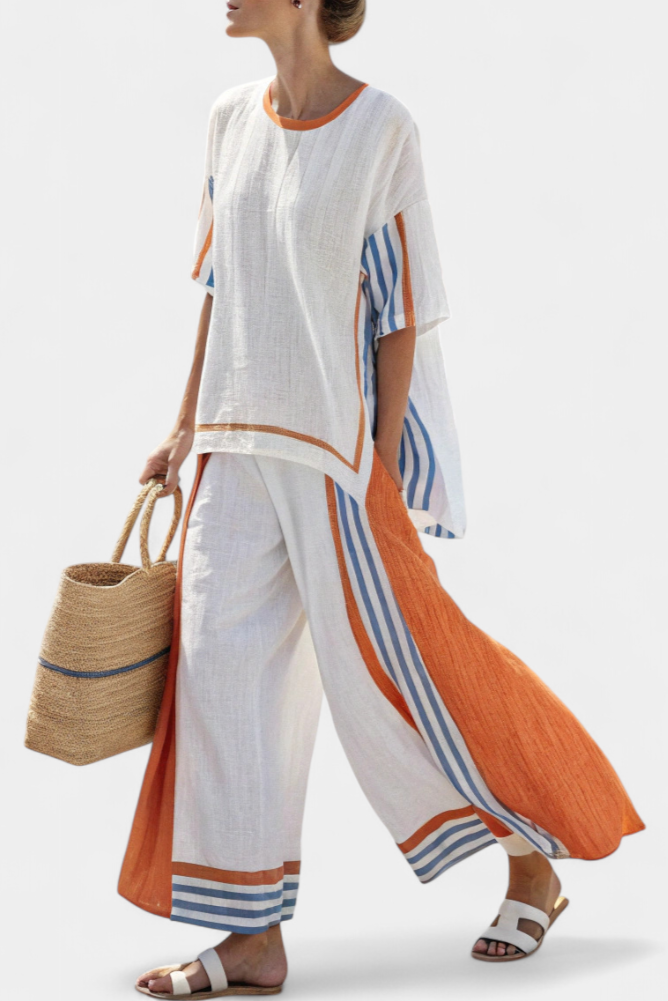 Ethnic Set with Stripes and Loose Cut