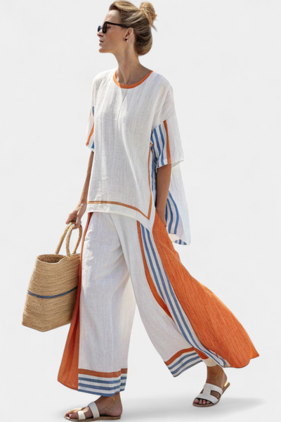 Ethnic Set with Stripes and Loose Cut