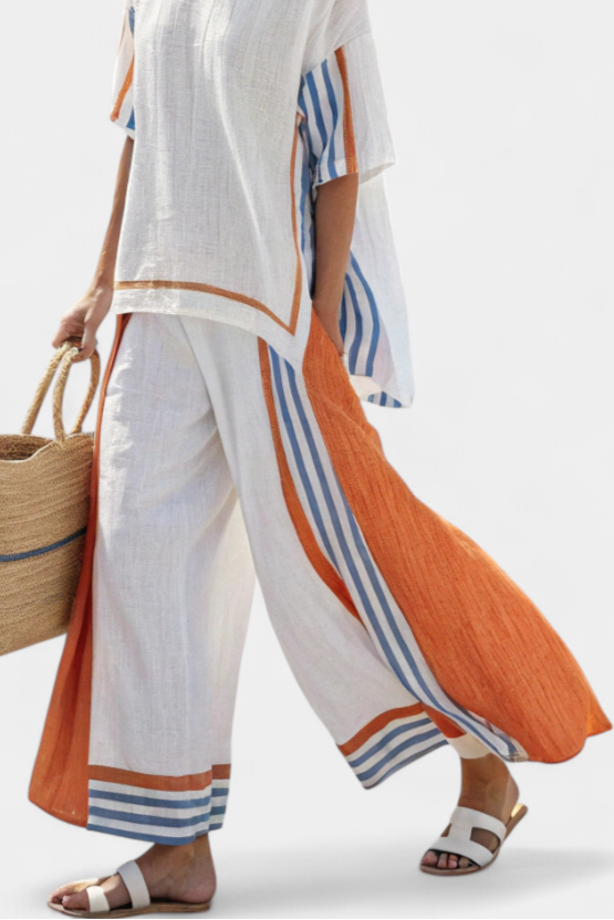Ethnic Set with Stripes and Loose Cut