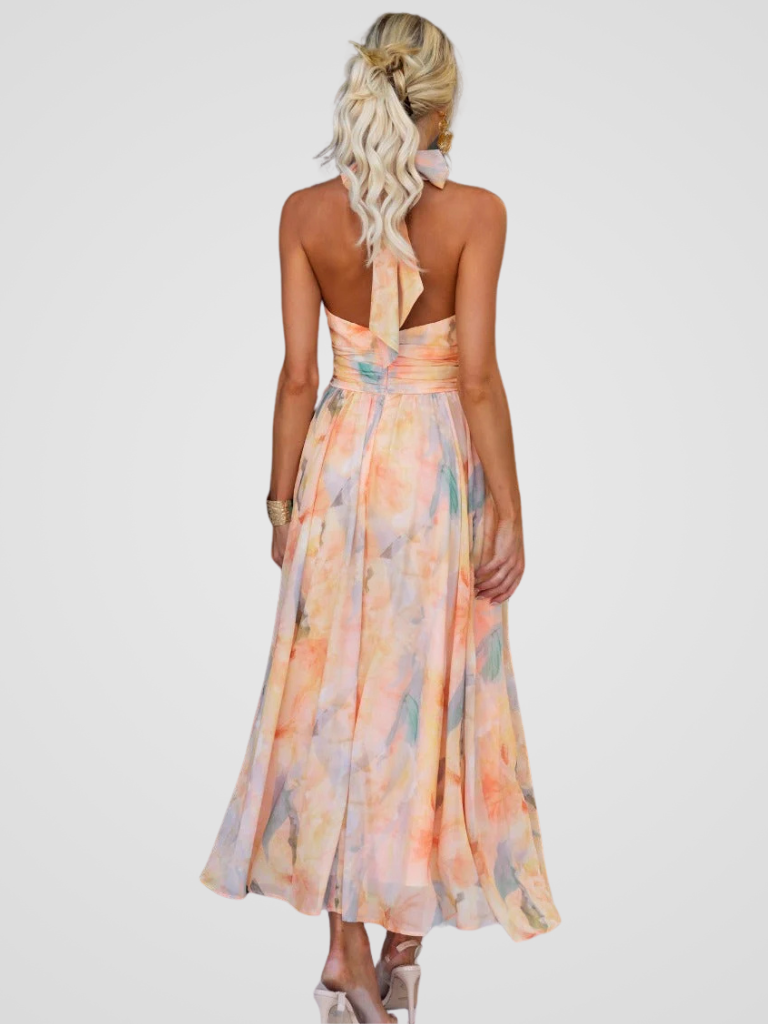Sarah | Peach flower dress