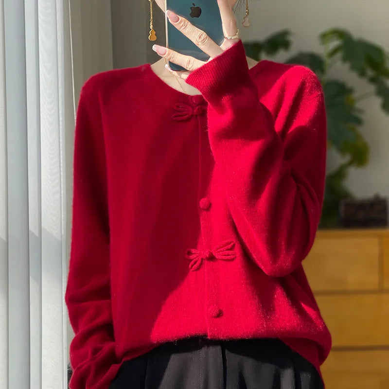 Beatrice | Cashmere Bow Accented Cardigan