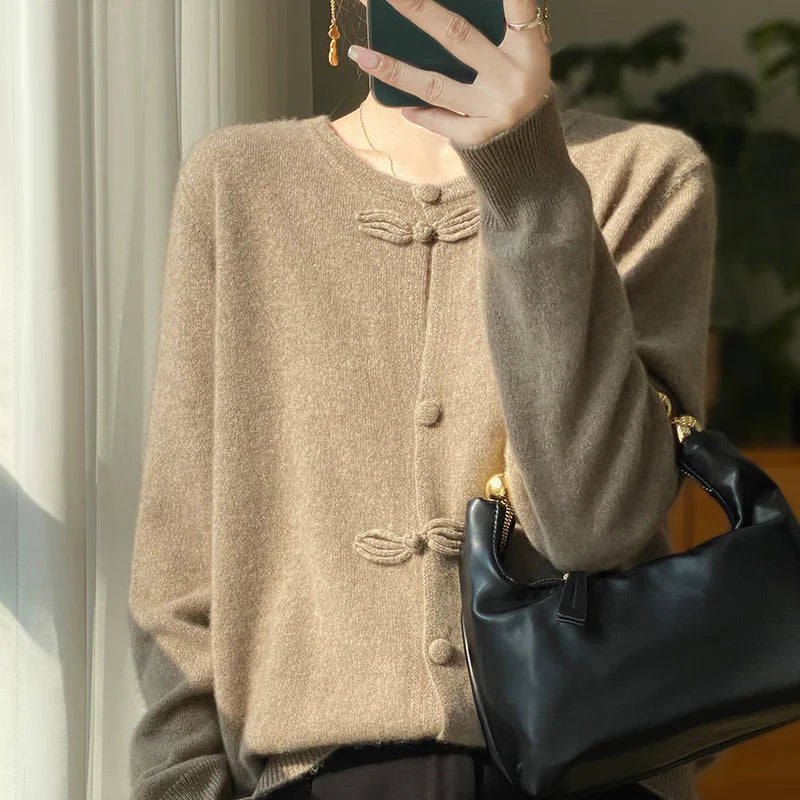 Beatrice | Cashmere Bow Accented Cardigan