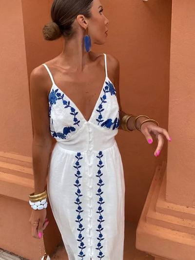 Alessandra™ | Embroidered Strappy Dress