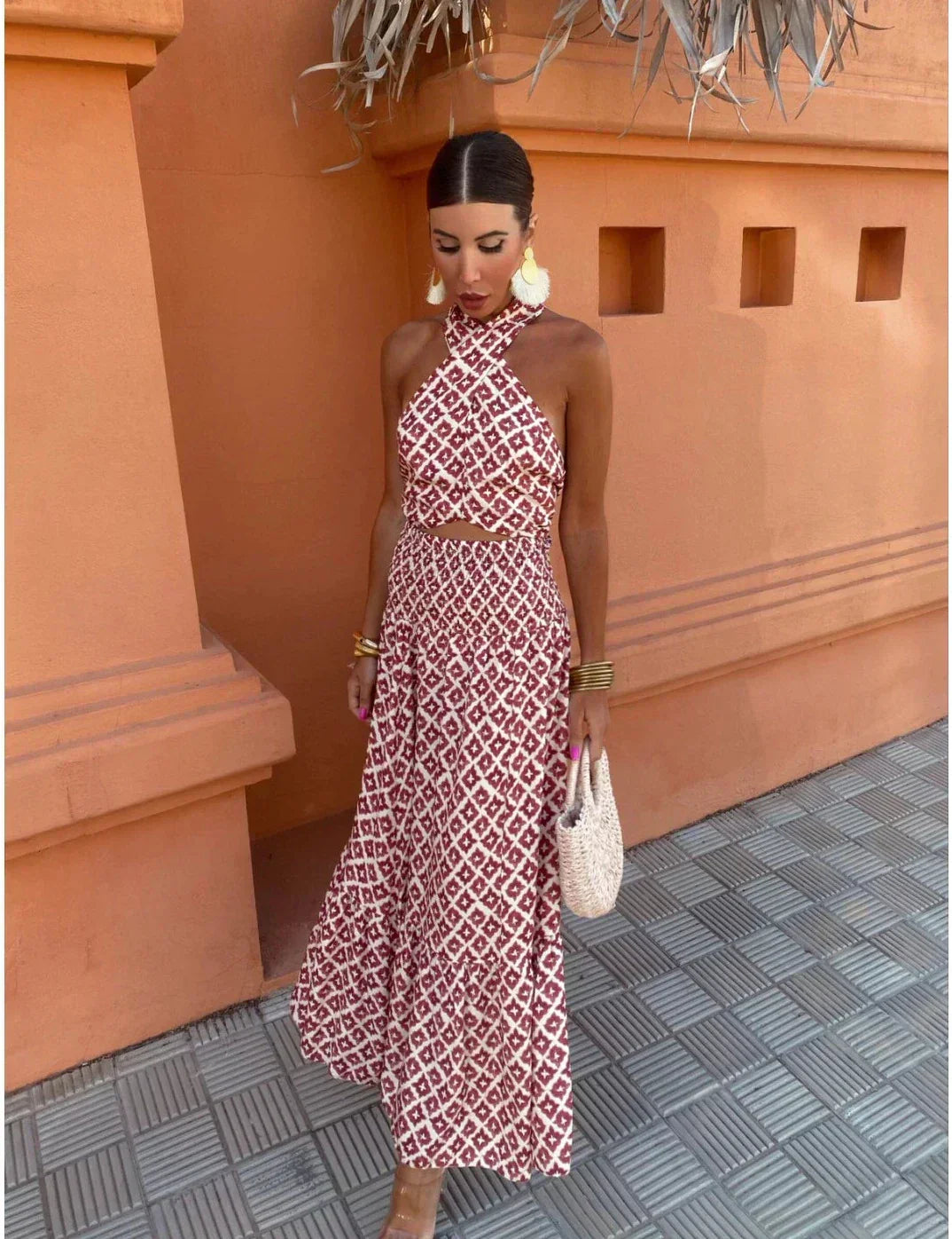 Mickay™ | Elegant Draped Midi Dress with Off-the-Shoulder Design