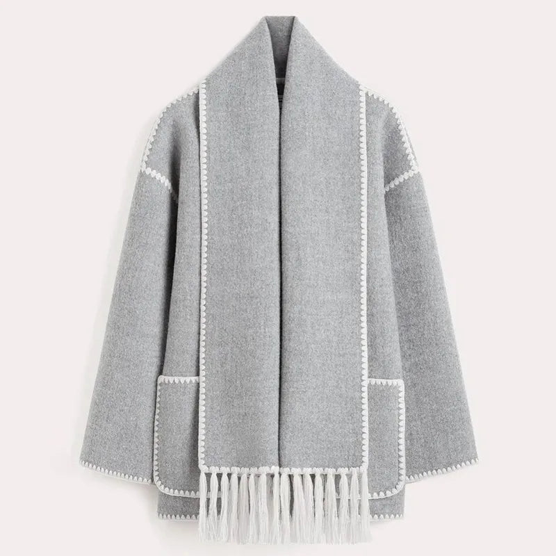 Sionne | Fringed Jacket with Scarf