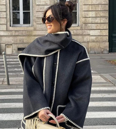 Sionne | Fringed Jacket with Scarf