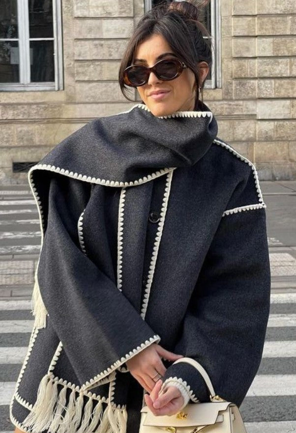 Sionne | Fringed Jacket with Scarf