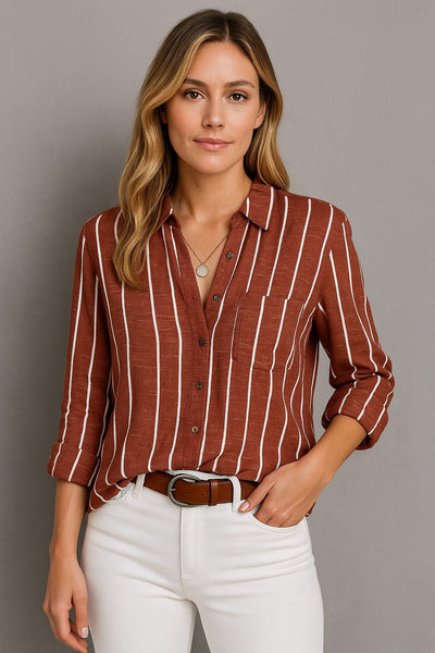 Maria | Striped Long Sleeve Blouse