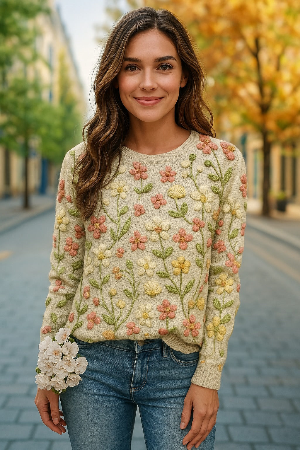 Gertruda | Sweater with Floral Pattern