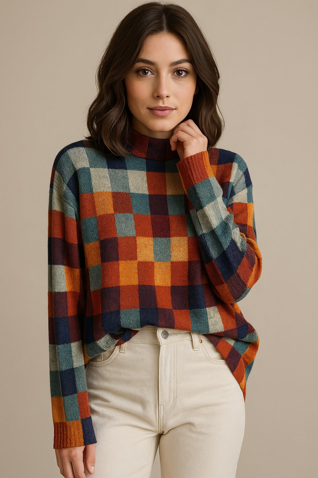Mabel | Patchwork Turtleneck Sweater