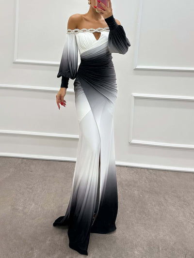 Julieta | Strapless Evening Dress with Gradient