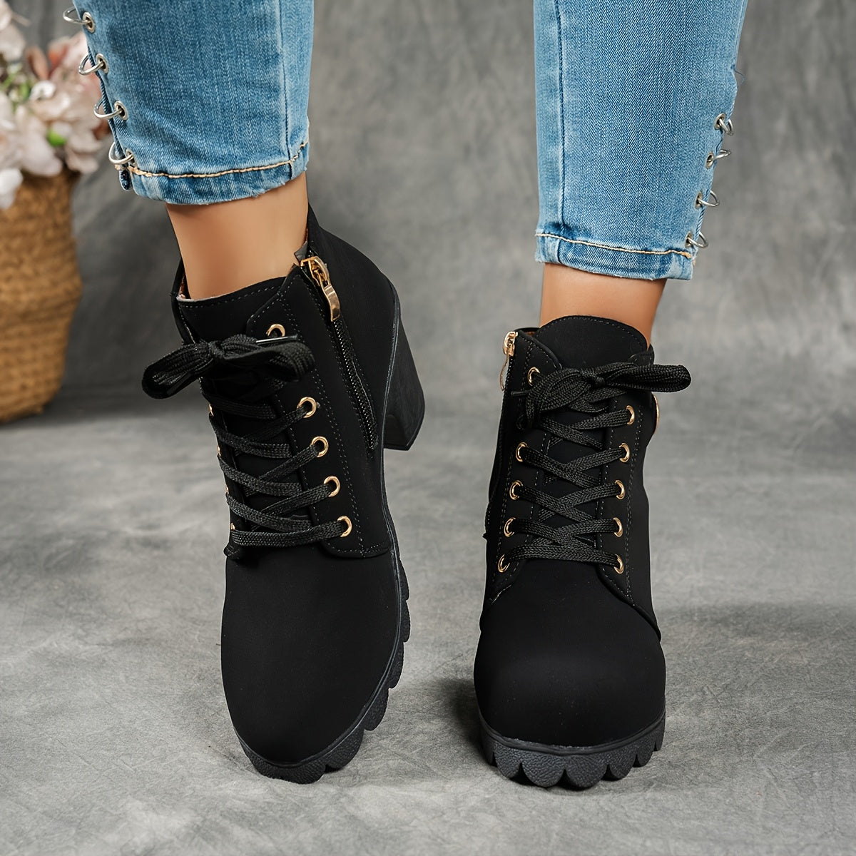 Bellanza | Mid-Heel Ankle Boots with Side Zipper