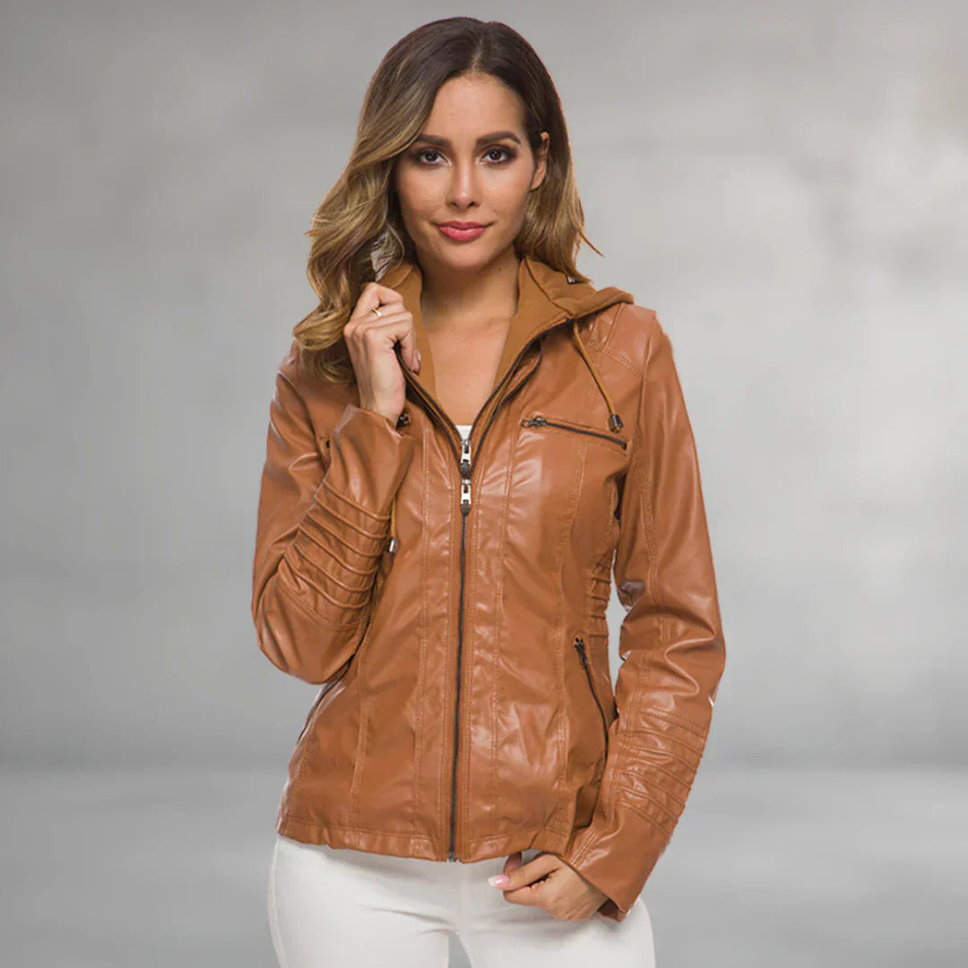 Emma | Leather Jacket with Hood