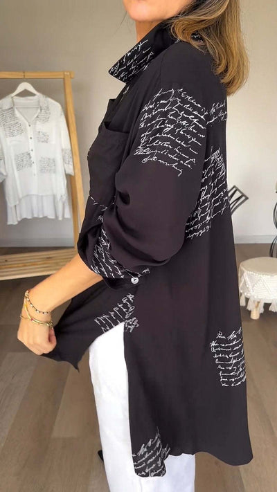 Callista | Button-Up Shirt with Handwritten Design