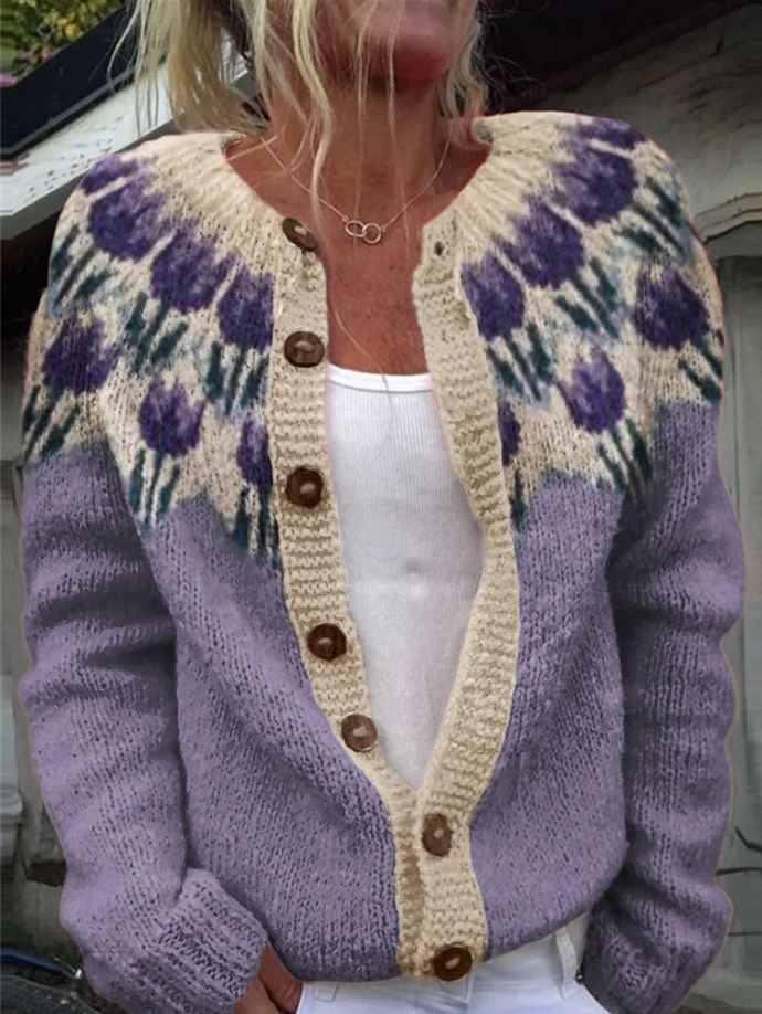 Keysha | Cardigan with Floral Pattern