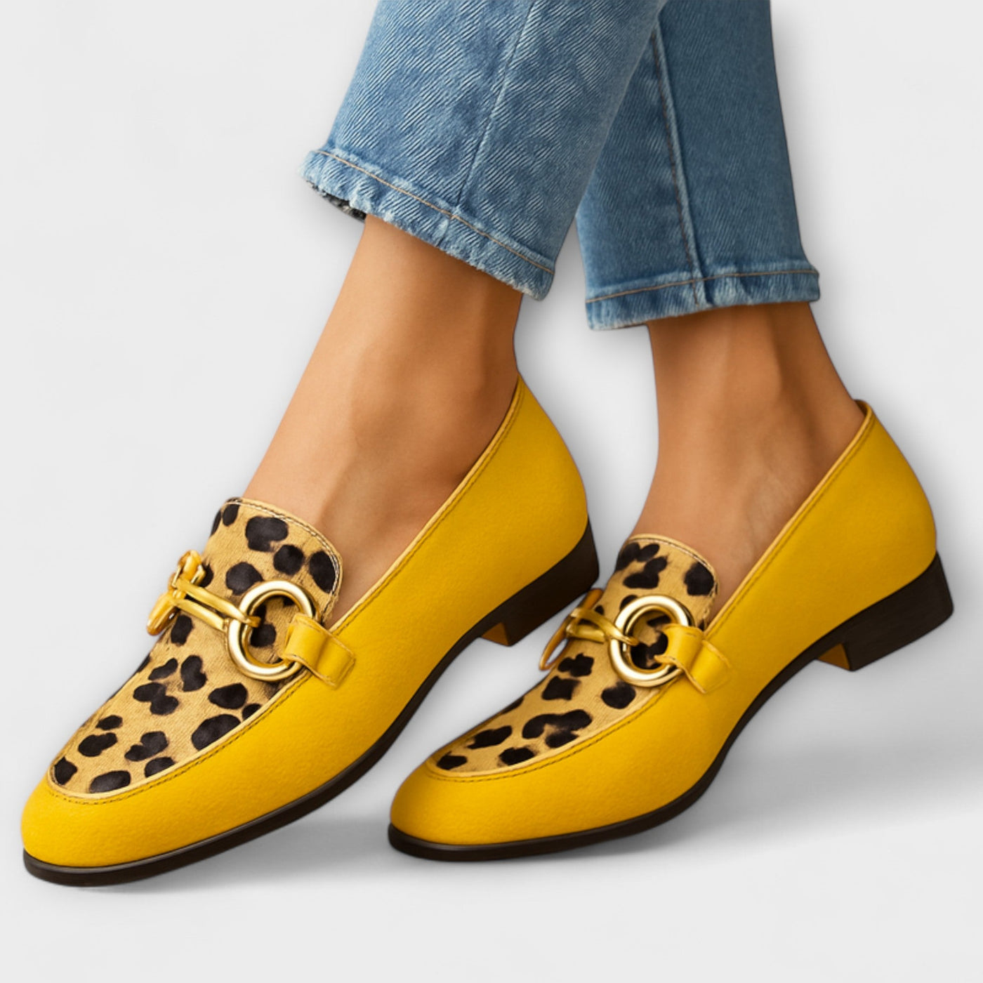 Sonia Sneakers with Animal Print and Decorative Buckle