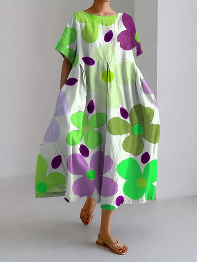 Eliana | Midi Dress in Flowers with a Relaxed Style and Summer Comfort for Colourful Days