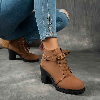 Bellanza | Mid-Heel Ankle Boots with Side Zipper