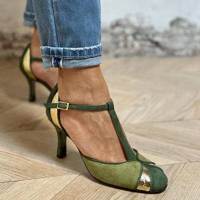 Alona™ | Drape neck petals with T-shaped strap and closed toe