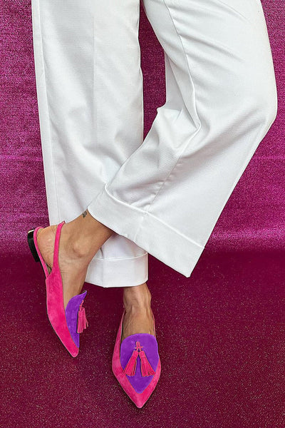 Rosaa™ | Colourful Ballerinas with Fringes and Decorative Ankle Strap