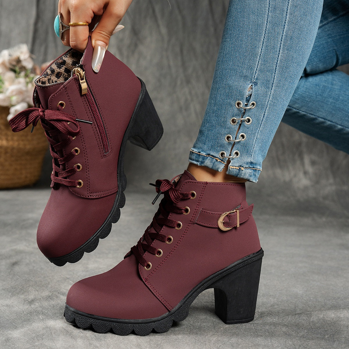 Bellanza | Mid-Heel Ankle Boots with Side Zipper