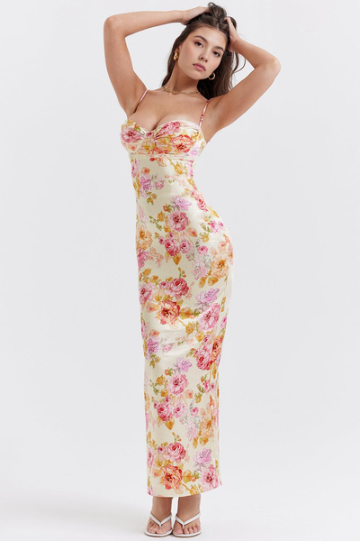 Roseau | Floral Satin Dress