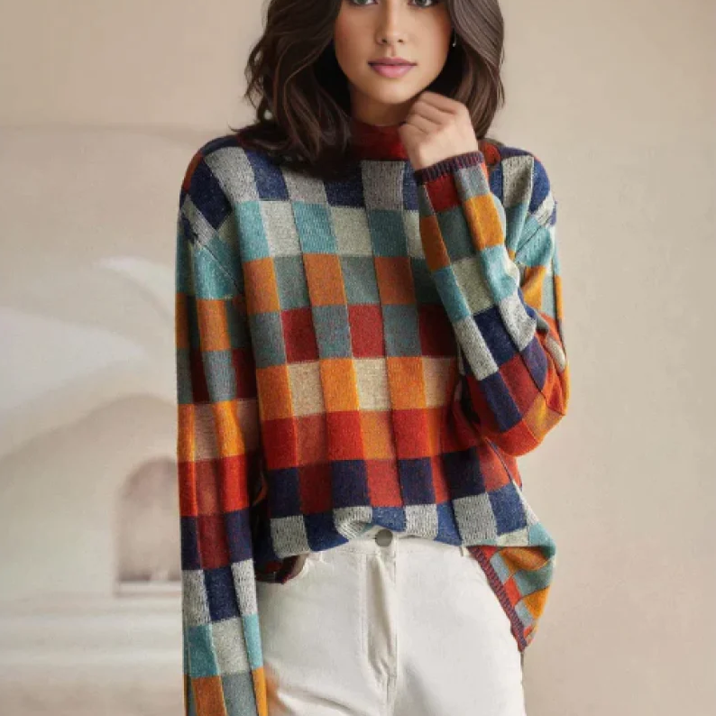 Mabel | Patchwork Turtleneck Sweater