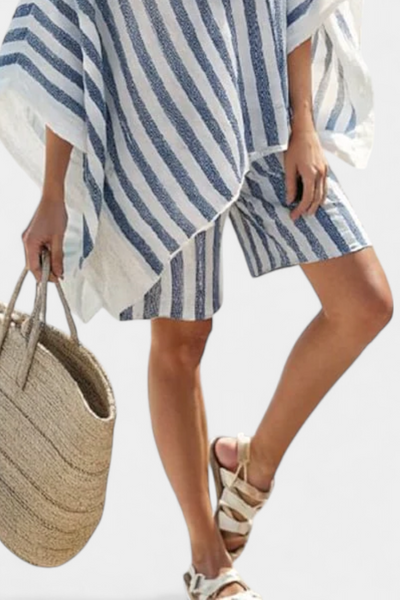 Striped Nancy Set with Oversized Blouse and Smart Shorts