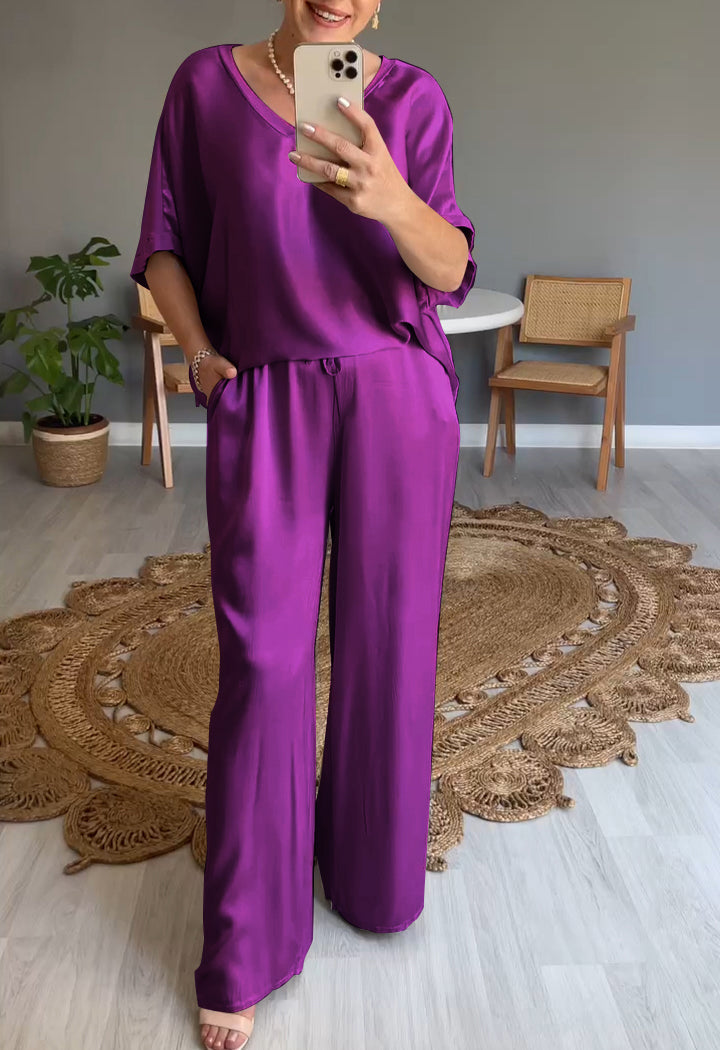 Elena | Casual two-piece set with a round neckline