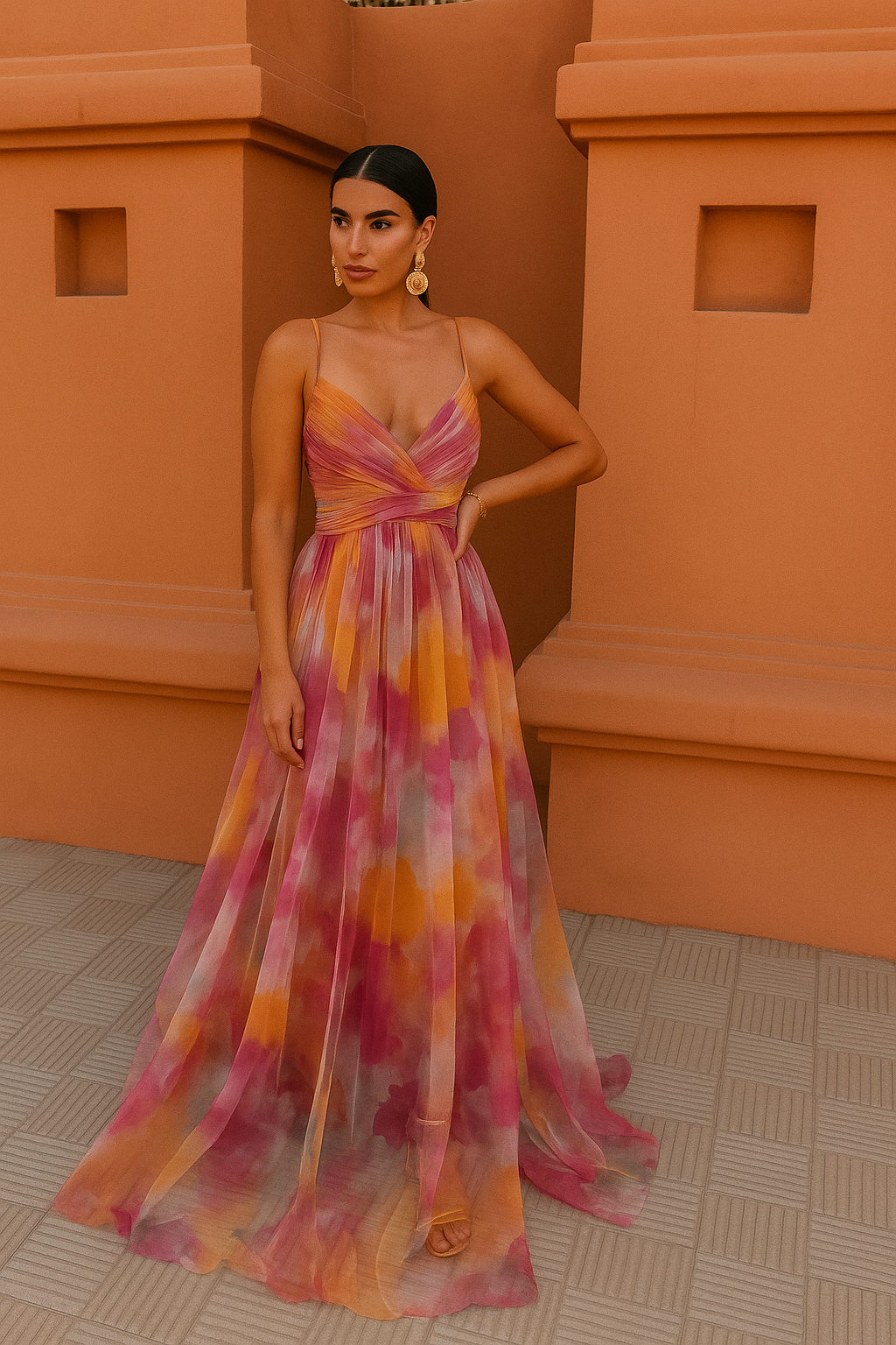 Giselle - Charming Maxi Dress with Floral Pattern