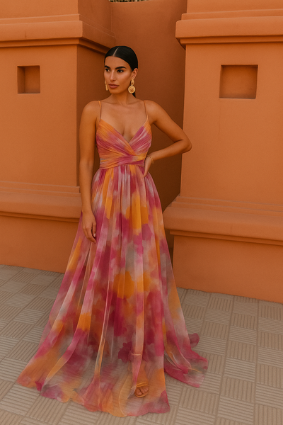 Giselle - Charming Maxi Dress with Floral Pattern