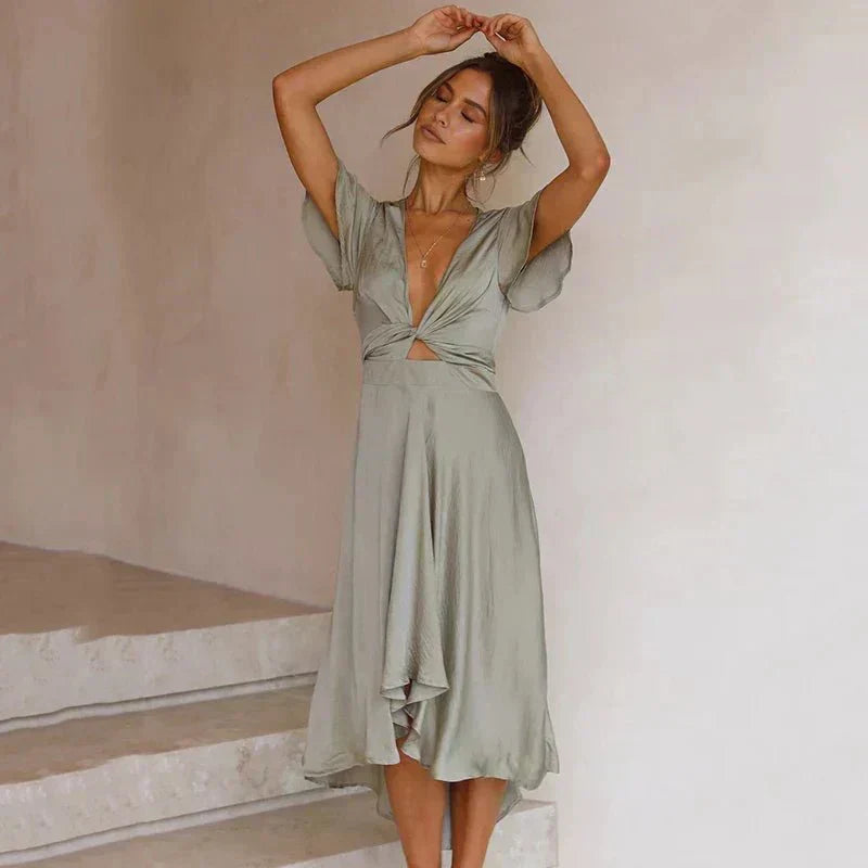 Rosella™ | Elegant Midi Dress with Ruffles