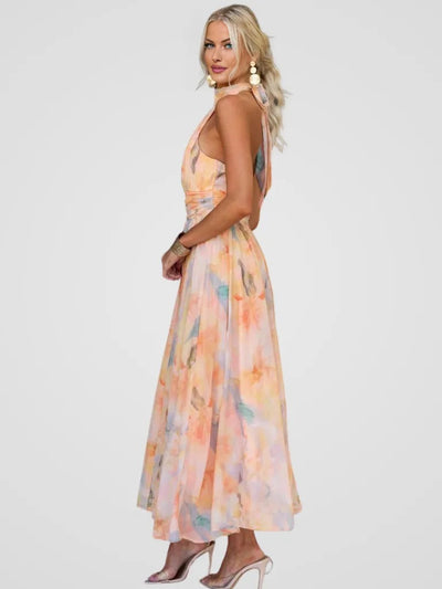 Sarah | Peach flower dress