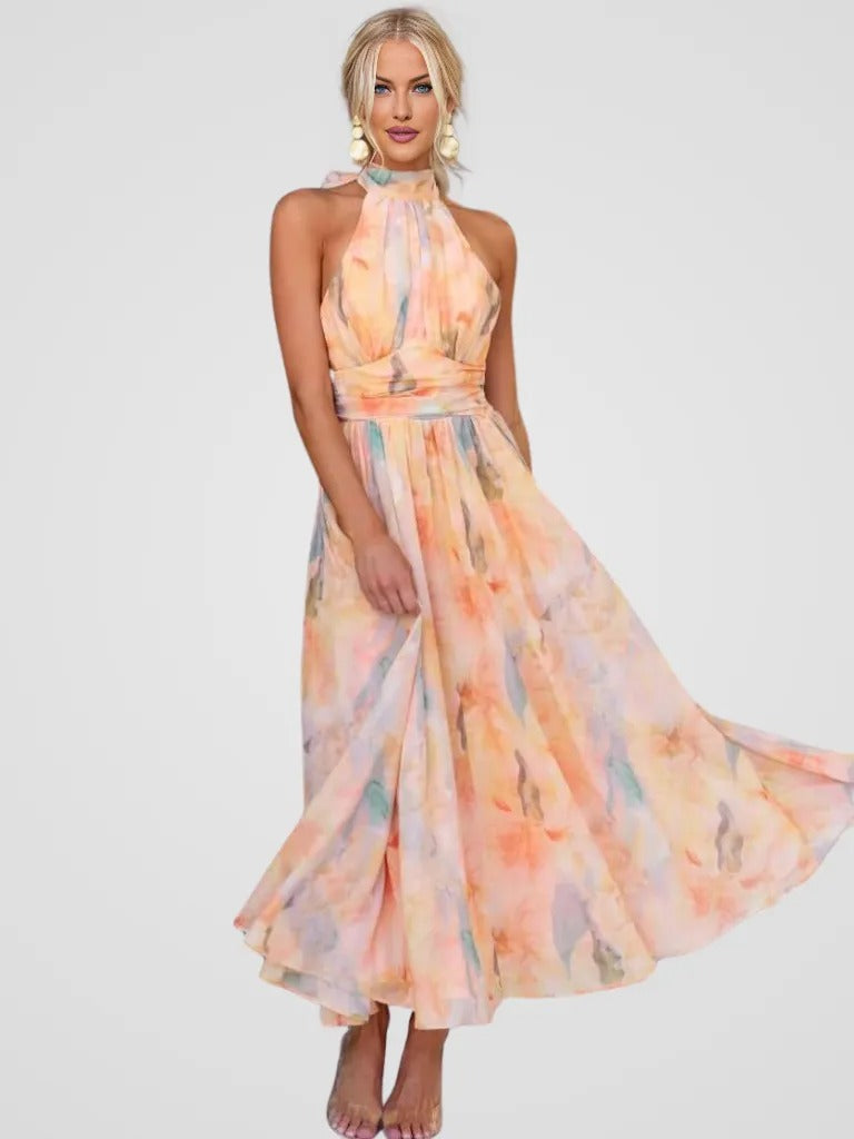 Sarah | Peach flower dress